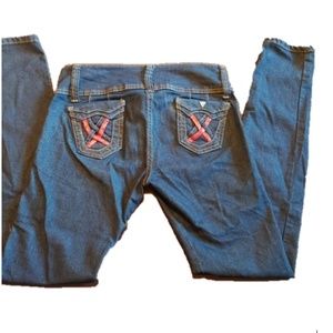 Claudia Jeans with Red Leather Accents